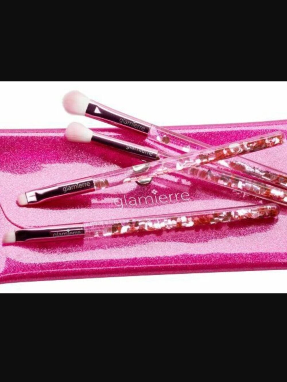 Glamierre Pink Makeup Brush Set w/ Pouch, 4 Brushes for eye makeup